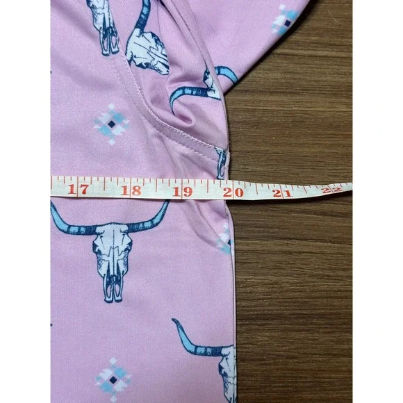Waggle Highlands Golf Performance Polo Steer Skull AOP Shirt Pink Men's Sz M - Picture 7 of 8